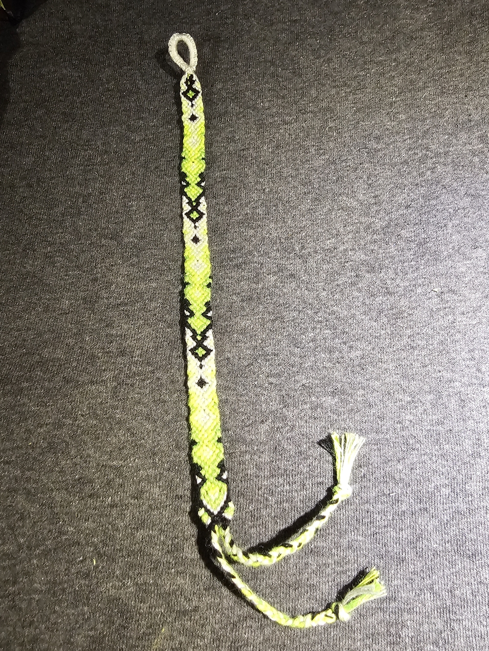 Handmade Tennis Ball, Green White And Black Woven Friendship Bracelet